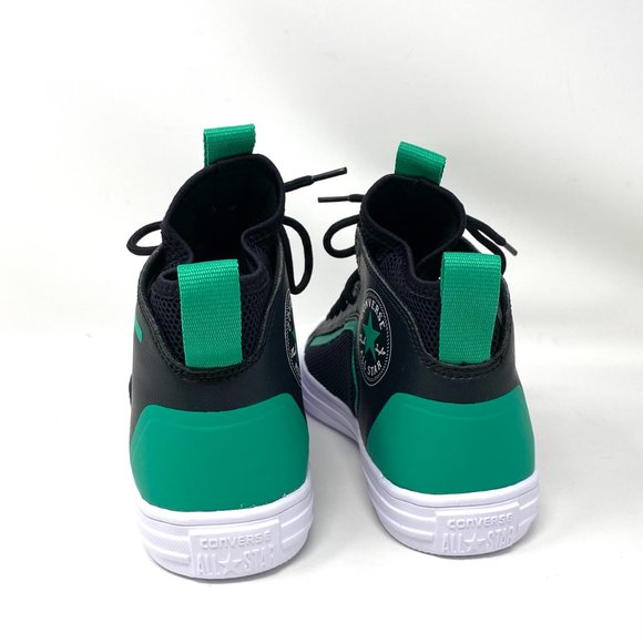 Converse Women's Size 7 170144C CTAS ULTRA MID Black Mesh Green Leather Sneakers - Picture 6 of 9